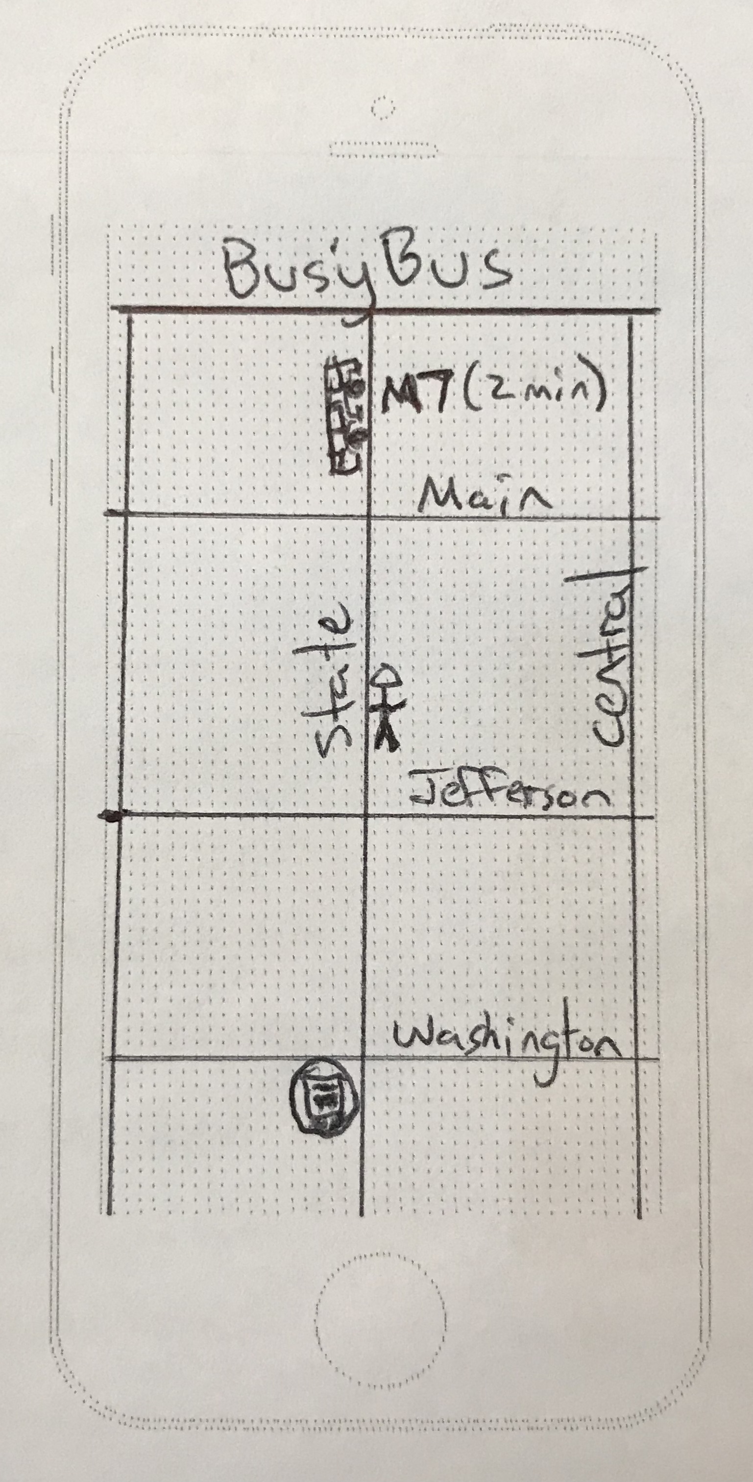 Busybus sketch of the map screen